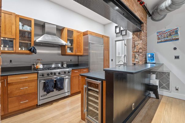 Interior, Kitchen, Stainless Steel Appliances, Wood Texture Flooring