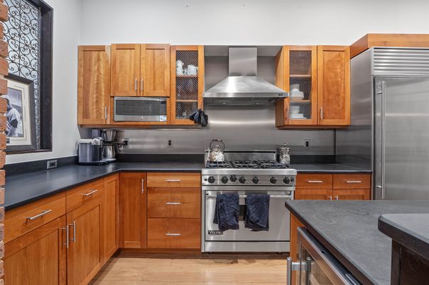 Interior, Kitchen, Stainless Steel Appliances, Wood Texture Flooring