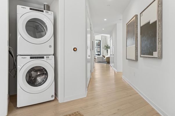 Interior, Recessed Lighting, Utility Closets, Washer, Wood Texture Flooring