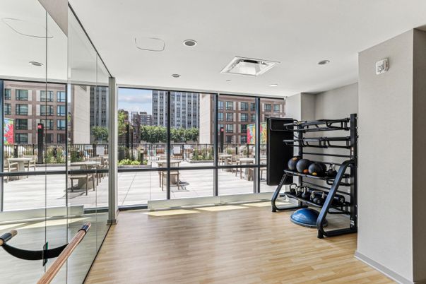 Fitness Equipment, Interior, Recessed Lighting, Wood Texture Flooring