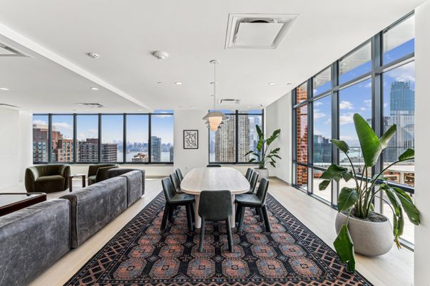 Dining room, Interior, Pendant Lights, Recessed Lighting, Wood Texture Flooring