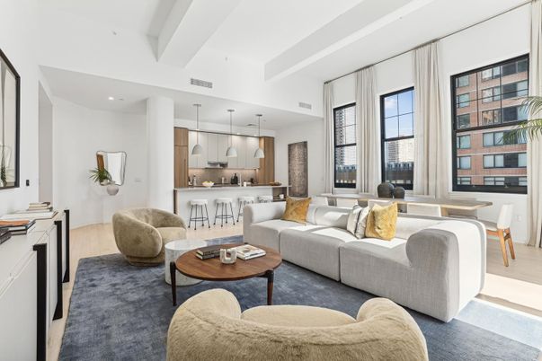 Interior, Kitchen, Living room, Pendant Lights, Recessed Lighting, Wood Texture Flooring
