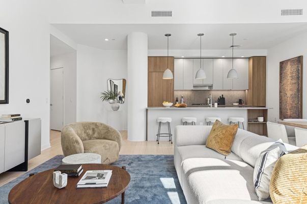 Interior, Kitchen, Living room, Pendant Lights, Recessed Lighting, Stainless Steel Appliances, Wood Texture Flooring