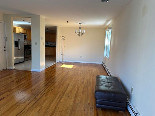 Chandelier, Empty room, Interior, Kitchen, Wood Texture Flooring