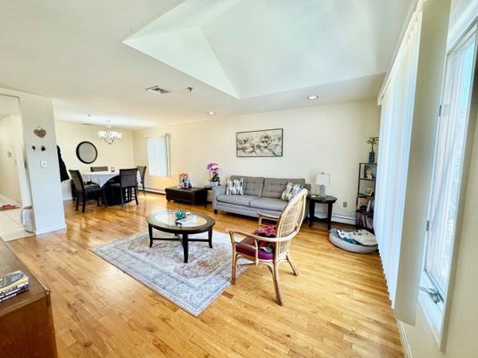 Chandelier, Dining room, Interior, Living room, Recessed Lighting, Wood Texture Flooring