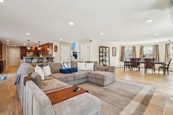 Dining room, Interior, Kitchen, Living room, Pendant Lights, Recessed Lighting, Wood Texture Flooring