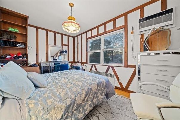 Bedroom, Interior, Pendant Lights, Wood Texture Flooring