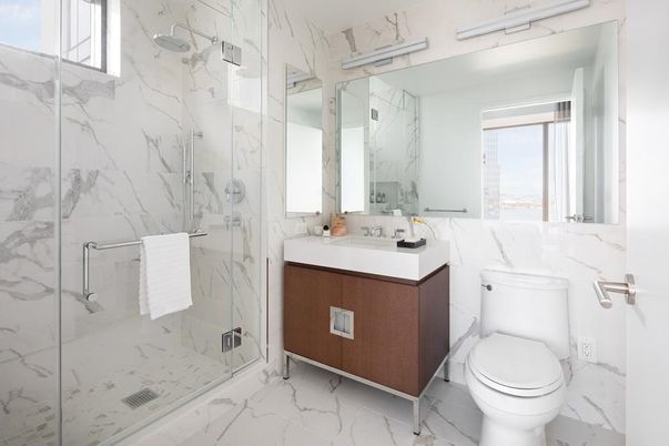 Bathroom, Glass Shower, Interior, Marble, Marble Walls