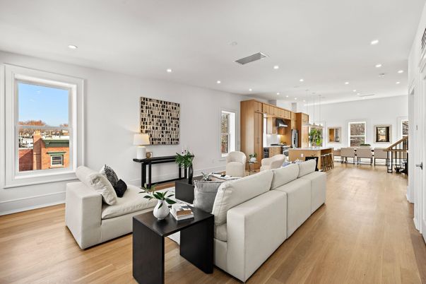 Dining room, Interior, Kitchen, Living room, Pendant Lights, Recessed Lighting, Wood Texture Flooring