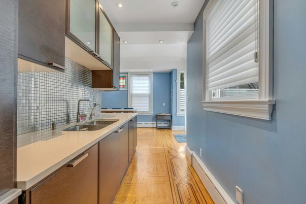 Interior, Kitchen, Recessed Lighting, Wood Texture Flooring