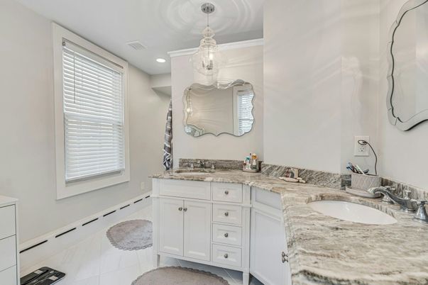 Bathroom, Dual Sink Vanities, Interior, Pendant Lights, Recessed Lighting