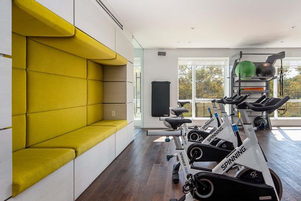 Fitness Equipment, Interior, Recessed Lighting, Wood Texture Flooring