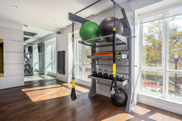 Fitness Equipment, Interior, Recessed Lighting, Wood Texture Flooring