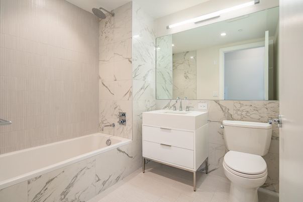 Bathroom, Interior, Marble Walls, Recessed Lighting