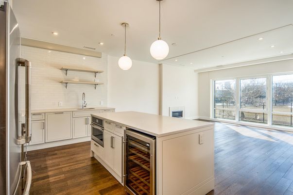Interior, Kitchen, Pendant Lights, Recessed Lighting, Wood Texture Flooring