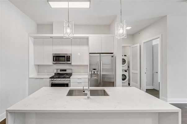 Interior, Kitchen, Pendant Lights, Stainless Steel Appliances, Wood Texture Flooring
