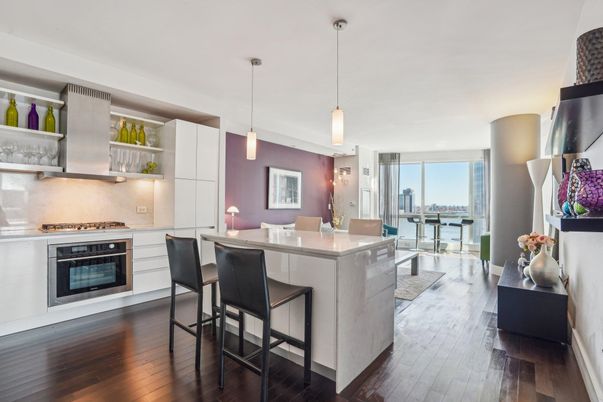 Dining room, Interior, Kitchen, Pendant Lights, Wood Texture Flooring