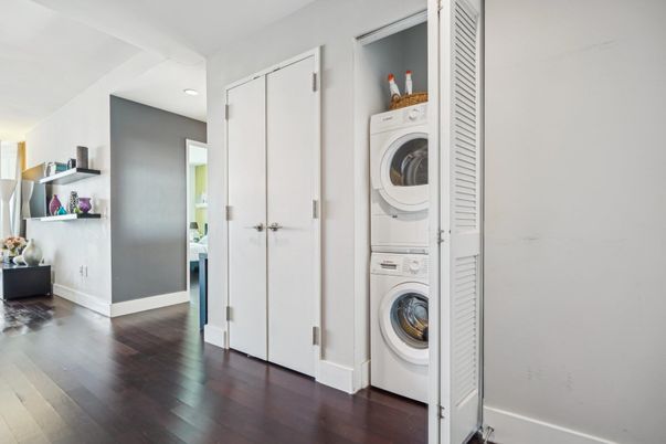 Interior, Recessed Lighting, Utility Closets, Washer, Wood Texture Flooring