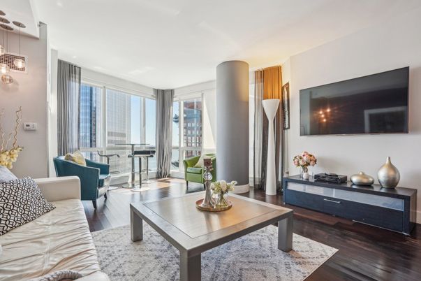 Interior, Living room, Pendant Lights, Wood Texture Flooring