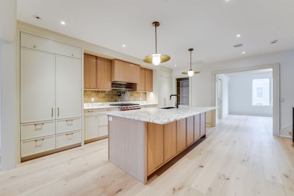 Interior, Kitchen, Pendant Lights, Recessed Lighting, Wood Texture Flooring