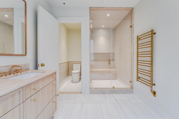 Bathroom, Glass Shower, Interior, Marble, Recessed Lighting