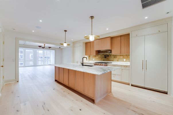 Interior, Kitchen, Pendant Lights, Recessed Lighting, Wood Texture Flooring