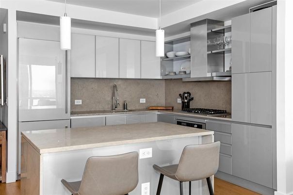 Interior, Kitchen, Pendant Lights, Stainless Steel Appliances, Wood Texture Flooring