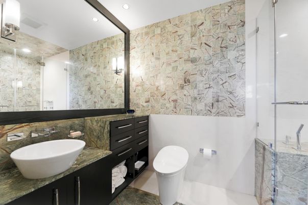 Bathroom, Dual Sink Vanities, Glass Shower, Interior, Recessed Lighting
