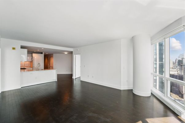 Empty room, Interior, Kitchen, Recessed Lighting, Wood Texture Flooring