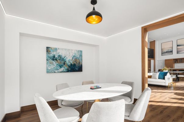Dining room, Interior, Wood Texture Flooring