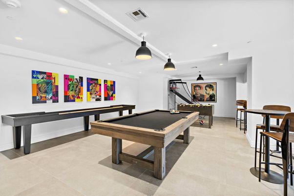 Billiard Table, Game Room, Interior, Pendant Lights, Recessed Lighting