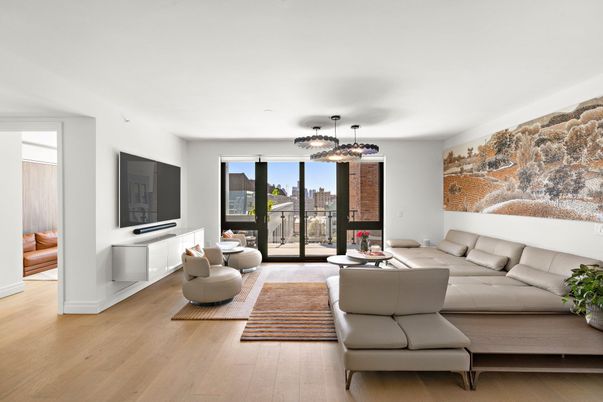 Interior, Living room, Pendant Lights, Wood Texture Flooring