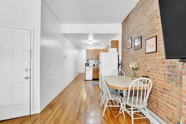 Dining room, Interior, Kitchen, Stone Walls, Wood Texture Flooring