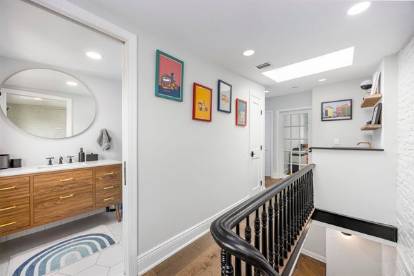 Bathroom, Interior, Recessed Lighting, Wood Texture Flooring