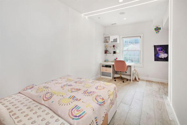 Bedroom, Home Office, Interior, Recessed Lighting, Wood Texture Flooring