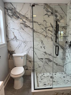 Bathroom, Glass Shower, Interior, Marble Walls