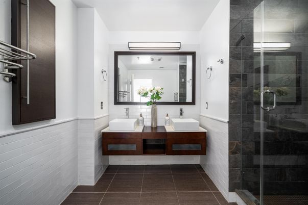 Bathroom, Dual Sink Vanities, Glass Shower, Interior