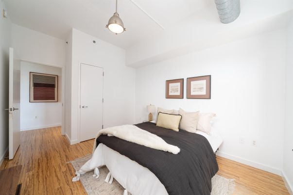 Bedroom, Interior, Pendant Lights, Wood Texture Flooring