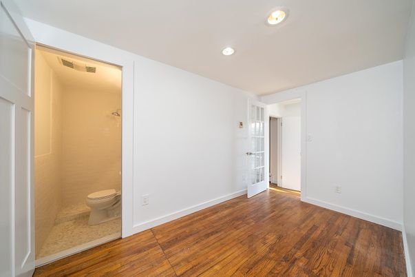 Bathroom, Empty room, Interior, Recessed Lighting, Wood Texture Flooring