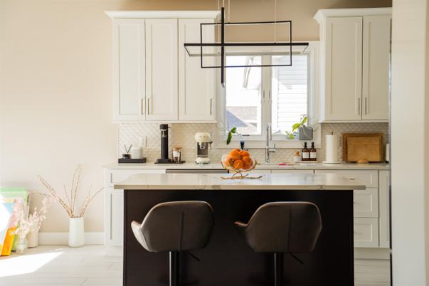 Interior, Kitchen, Marble, Pendant Lights