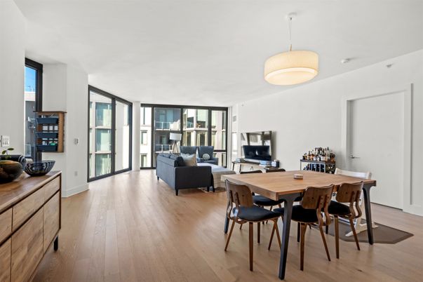 Dining room, Interior, Living room, Pendant Lights, Wood Texture Flooring
