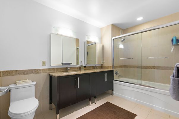 Bathroom, Dual Sink Vanities, Glass Shower, Interior, Recessed Lighting