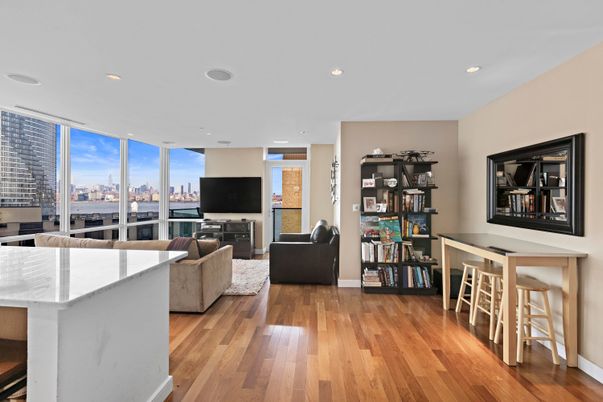 Interior, Living room, Recessed Lighting, Wood Texture Flooring