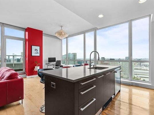 Chandelier, Interior, Kitchen, Recessed Lighting, Wood Texture Flooring
