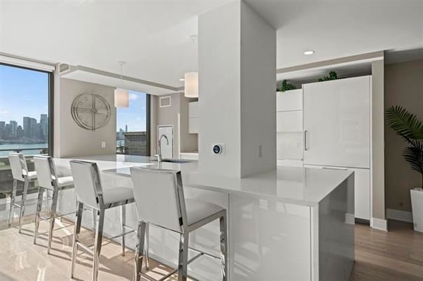 Interior, Kitchen, Pendant Lights, Recessed Lighting, Wood Texture Flooring