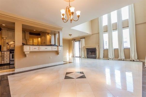 Chandelier, Empty room, Fireplace, Interior, Kitchen, Recessed Lighting