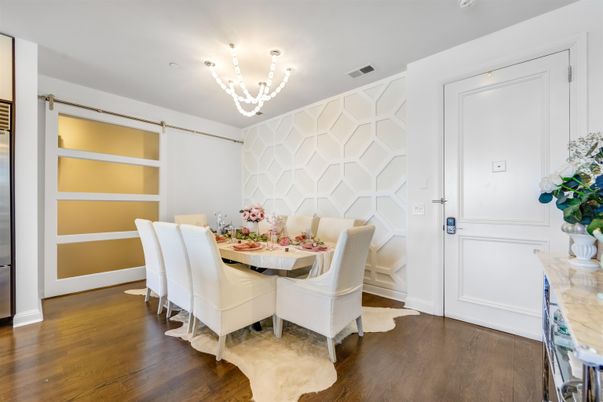 Chandelier, Dining room, Interior, Wood Texture Flooring