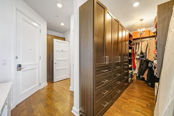 Chandelier, Interior, Recessed Lighting, Walk-in Closets, Wood Texture Flooring