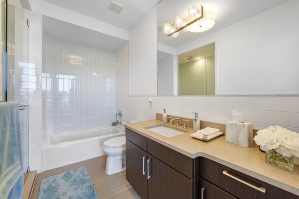 Bathroom, Dual Sink Vanities, Interior, Wood Texture Flooring