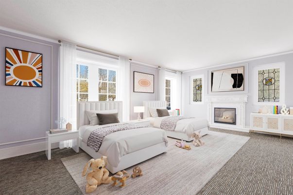 Bedroom, Fireplace, Interior